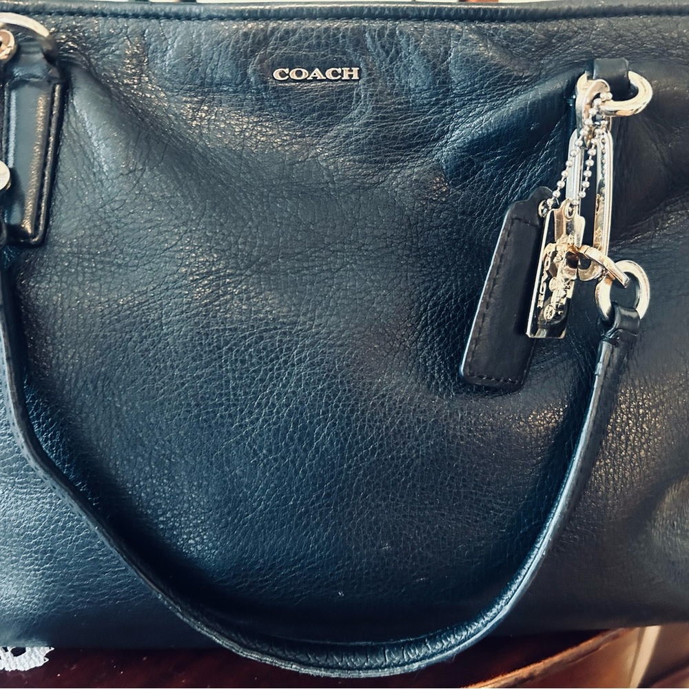 Coach Black Leather Tote with Gold Accents - Picture 14 of 15